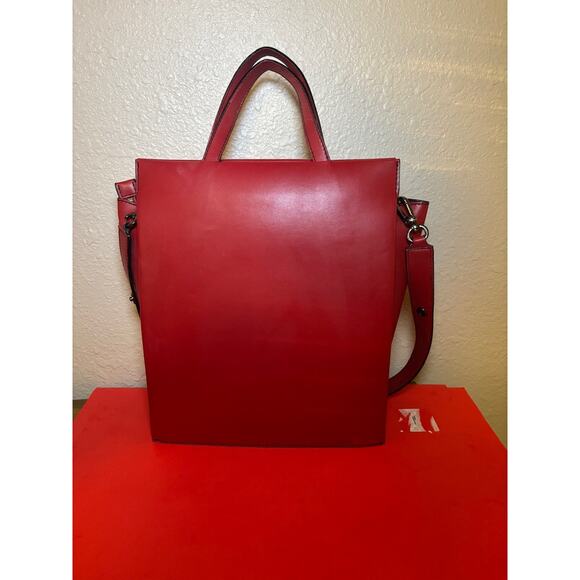 CHARLES & KEITH Tall Tote Bag Faux Large Leather RED - Picture 4 of 9